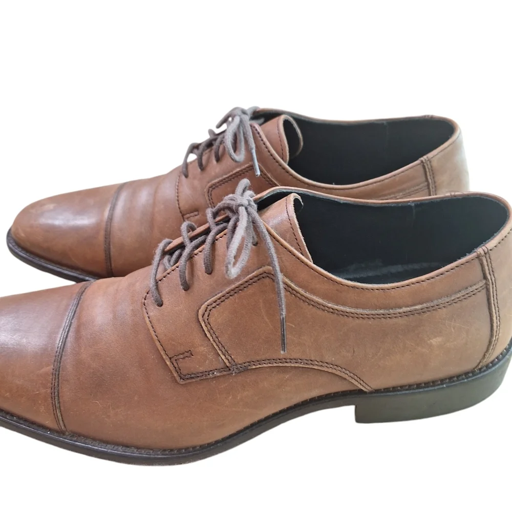Johnston & Murphy Lancaster Cap Toe Derby Men's Tan Brown Dress Shoes sz 12M